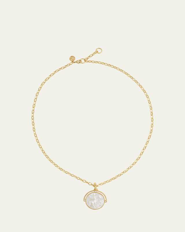 Pegasus Mother-of-Pearl Coin Pendant Necklace